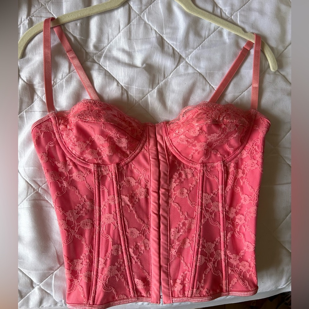 Pink Lace Bustier Corset Top